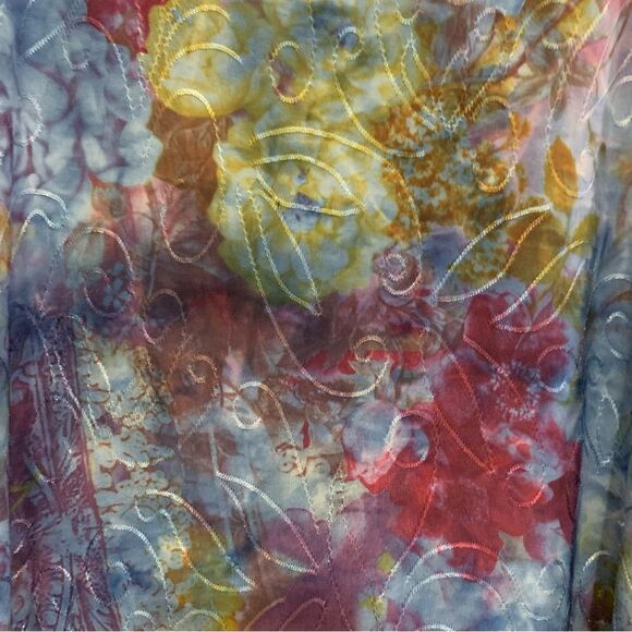 BRITTANY BLACK Tunic Women’s 2X Blue Purple Floral Short Sleeve Shark Bite Top. - Picture 6 of 10